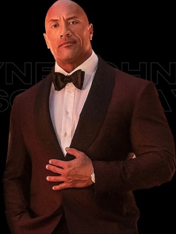 Dwayne Johnson Red Notice John Hartley Maroon Tuxedo Suit