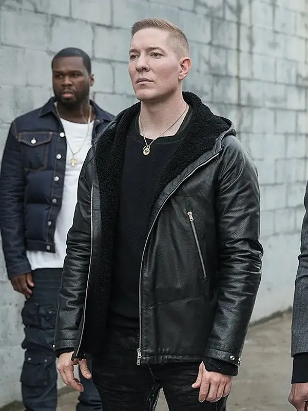 Power Tommy Egan Black Hooded Leather Jacket