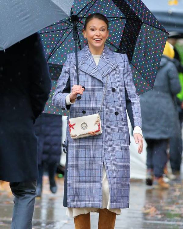 Sutton Foster Younger Liza Miller Blue Plaid Coat