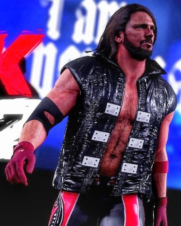 WWE 2K22 AJ Styles P1 Black Leather Vest