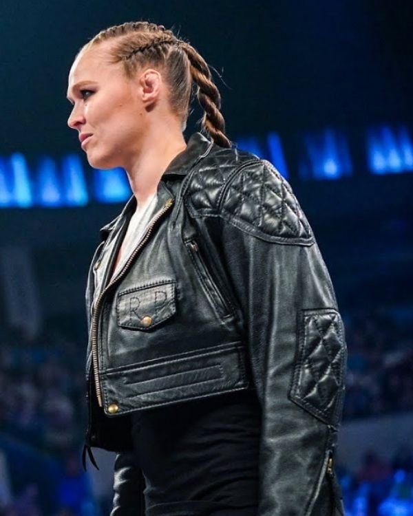 WrestleMania 38 Ronda Rousey Black Leather Jacket