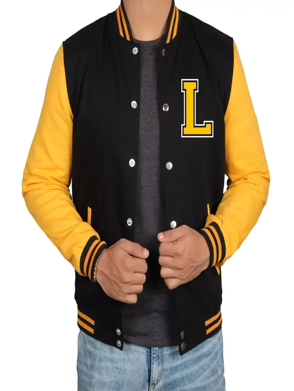 Leatherly Black and Yellow Letterman Jacket Men - High School Baseball Varsity Jacket Mens