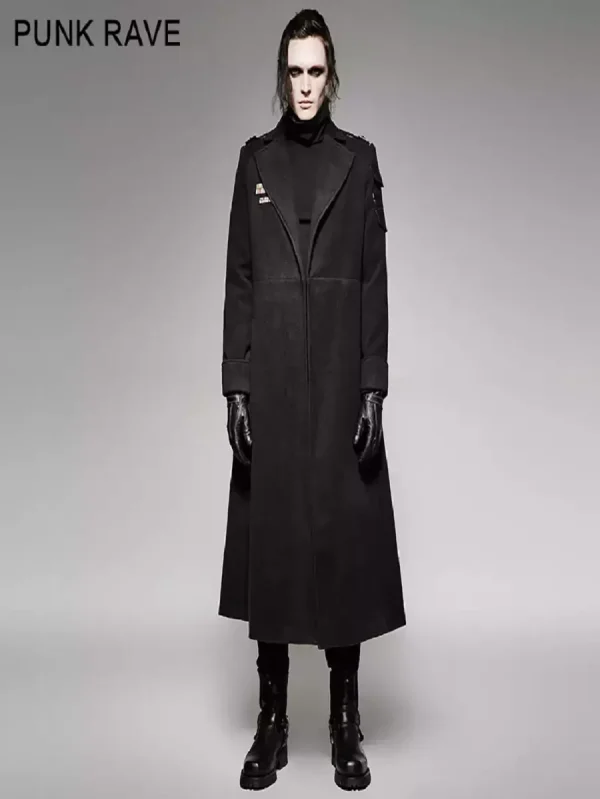 Gothic Men Winter Military Uniform Collar Long Coat