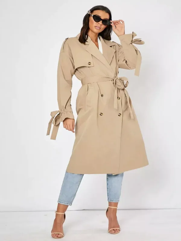 Lorna Luxe 'Runway' Beige Lightweight Trench Coat