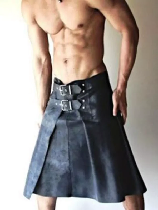 Men Black Kilt Leather