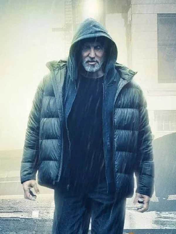 Actor Sylvester Stallone Wearing Black Puffer Jacket in Samaritan as Joe Smith