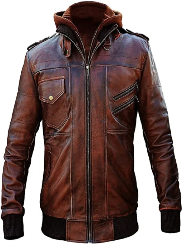 Mens Vintage Cafe Racer Retro Leather Jacket