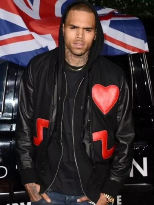 Chris Brown Singer Red Heart Varsity Jacket