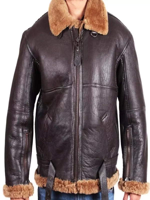 Mens aviator flying b3 shearling sheepskin jacket