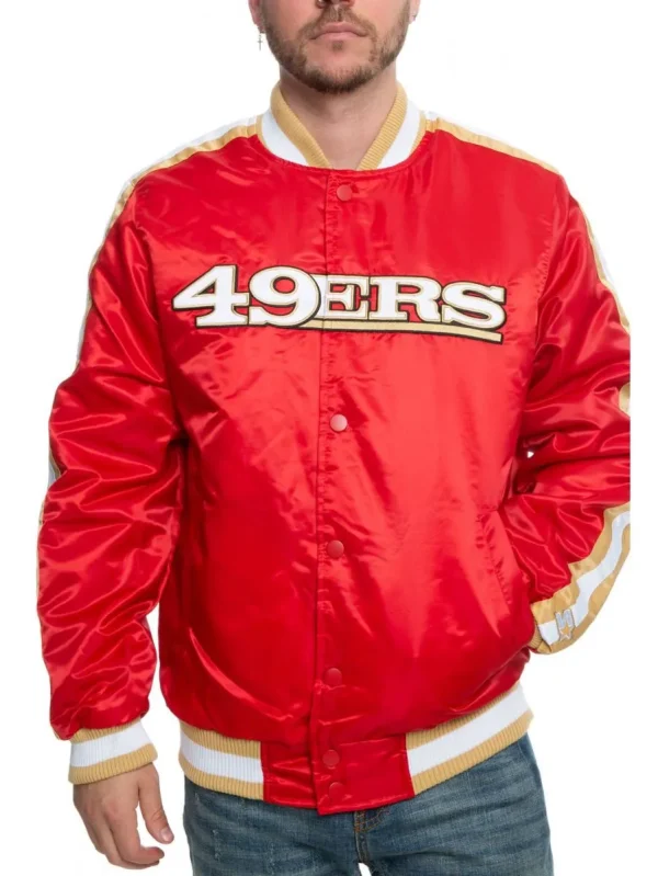 49ERS San Francisco Red Satin Bomber Jacket