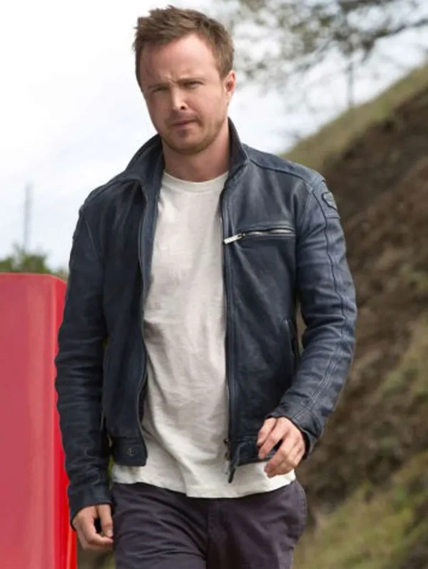 Aaron Paul Need For Speed Blue Leather Jacket