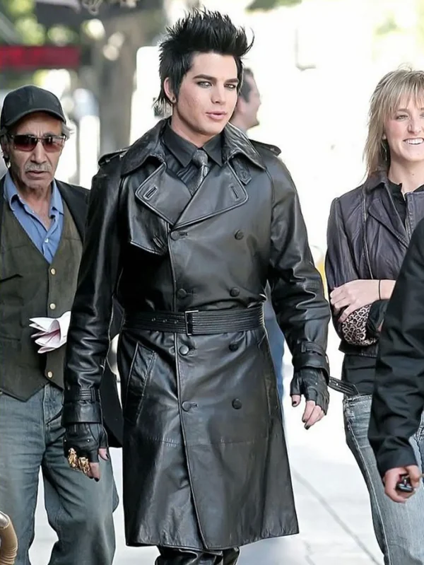 Adam Lambert Double Breasted Trench Leather Coat