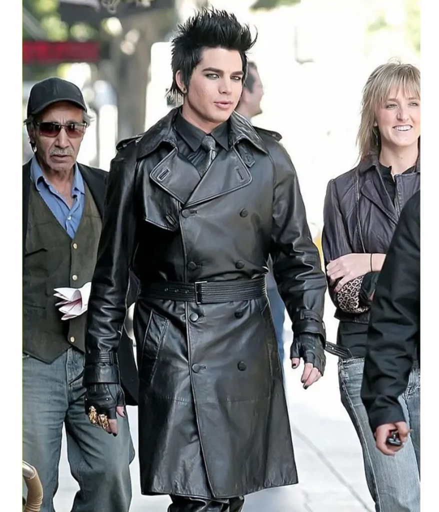 Adam Lambert Double Breasted Trench Leather Coat