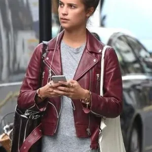 Alicia Vikander Gots tom Lorenzo Leather Jacket