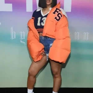 Cardi B Orange Puffer Jacket