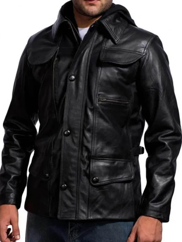 Arnold Terminator 5 Leather Jacket with Hood