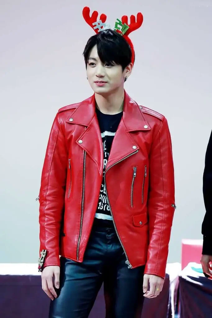 BTS JUNGKOOK RED LEATHER JACKET