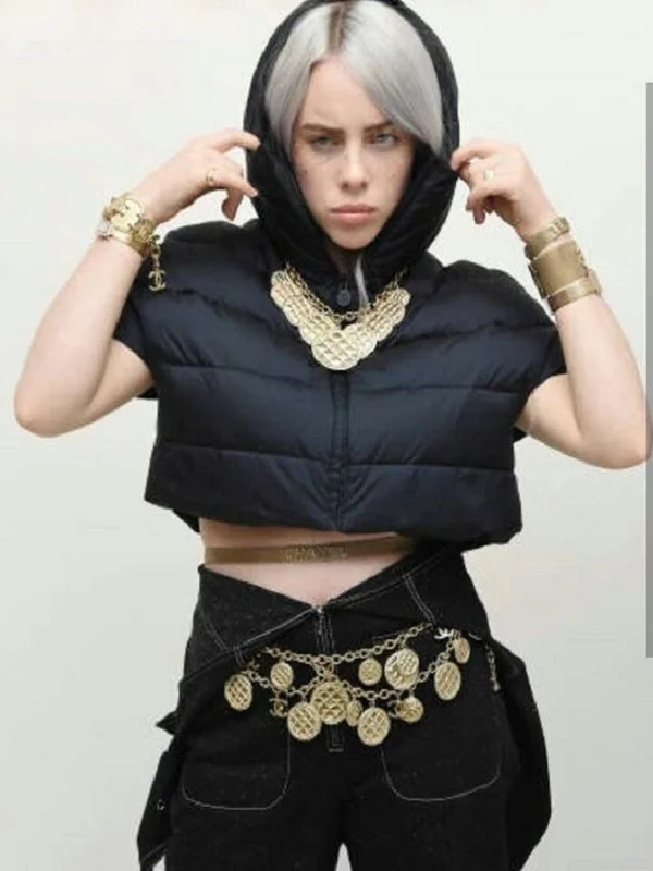 Billie Eilish Black Puffer Crop Jacket