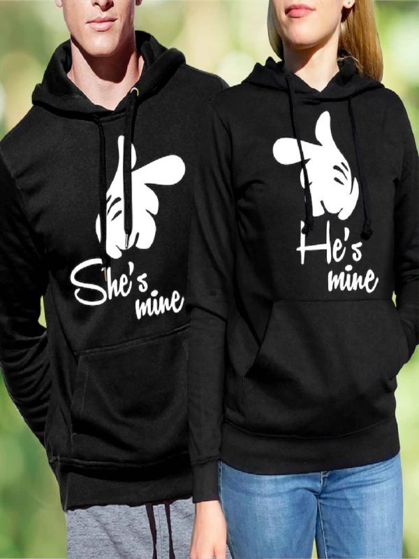 Black Couple Hoodies fleece