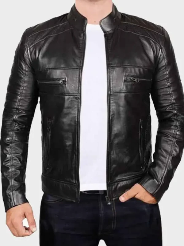 Black Johnson Men Leather Jacket