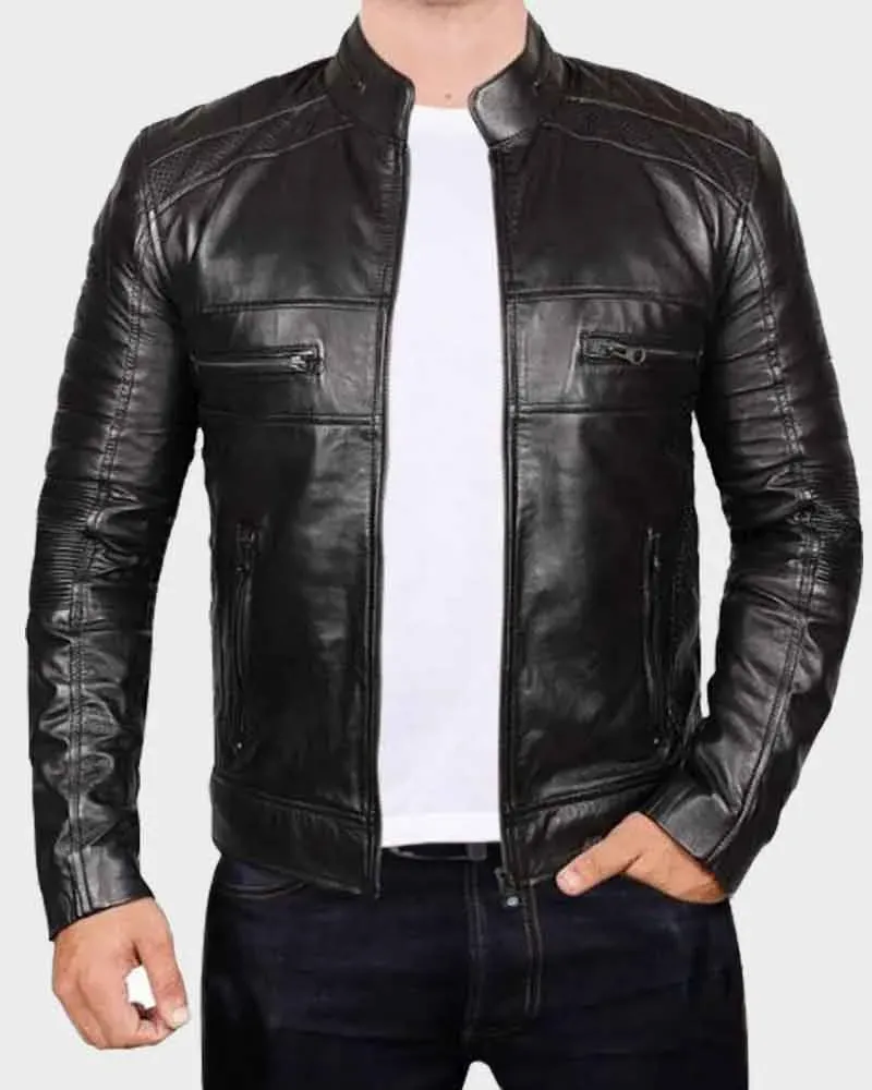 Black Johnson Men Leather Jacket