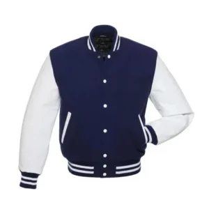 Mens Blue and White Varsity Jacket