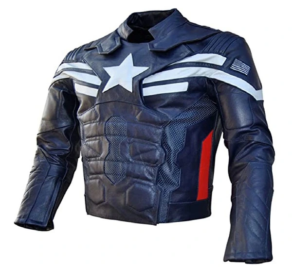 Captain America Cosplay Men's Leather Jacket