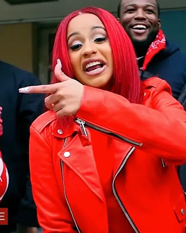 Cardi B Red Barz Leather Jacket