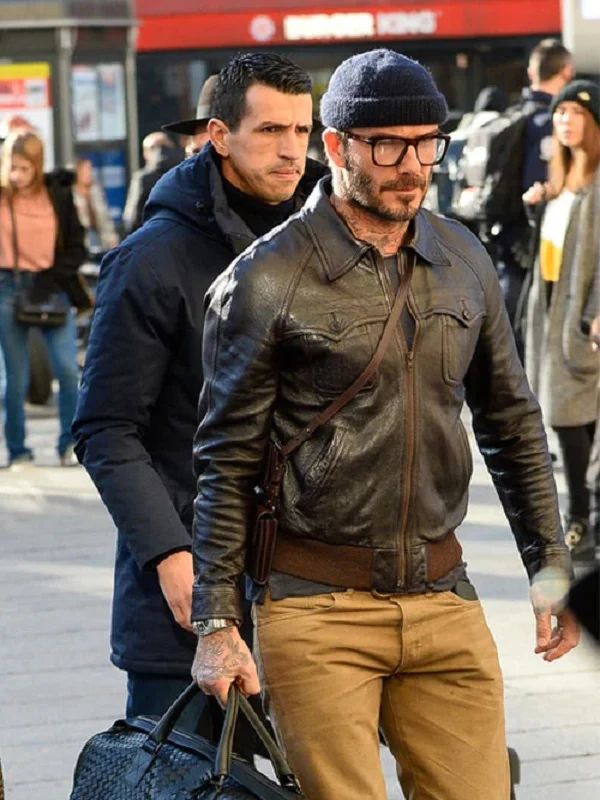 David Beckham Brown Leather Jacket