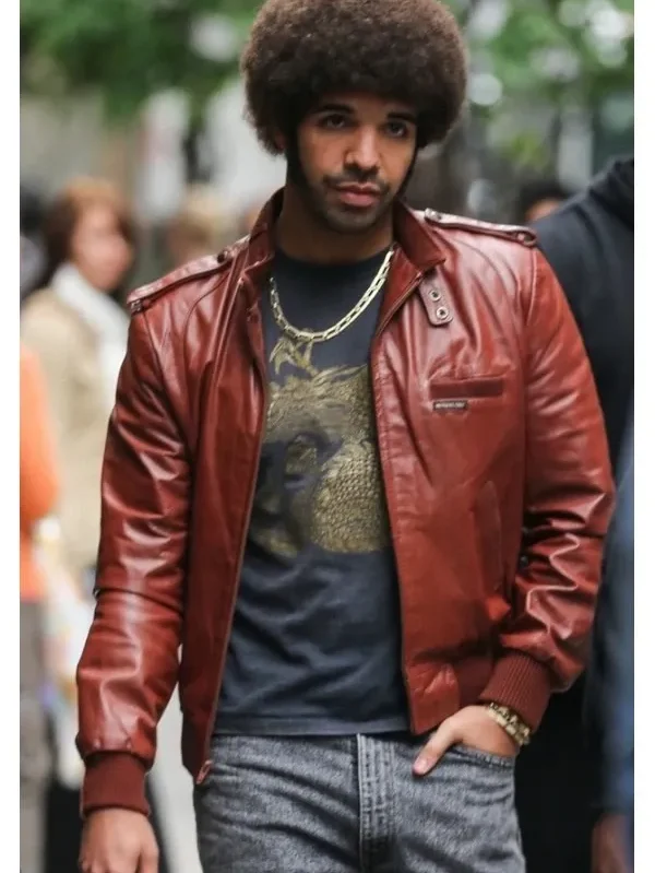 Drake Brown Bomber Leather Jacket