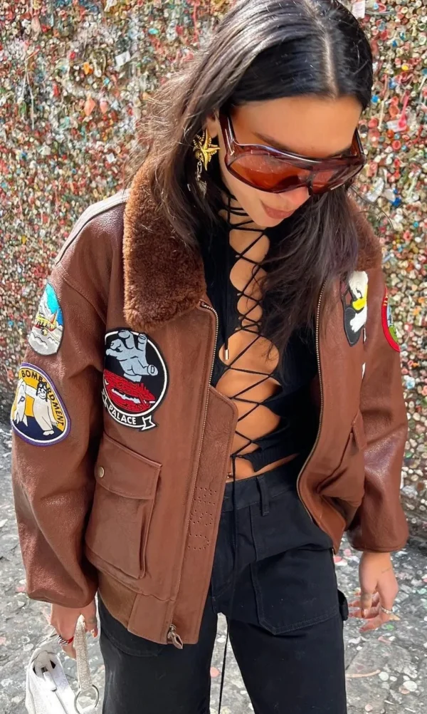 Dua Lipa Brown Bomber jacket