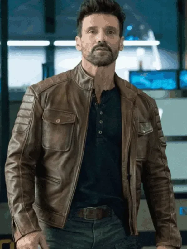 Frank Grillo Boss Level Brown Leather Jacket