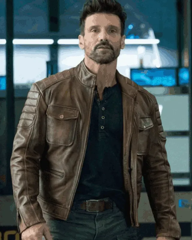 Frank Grillo Boss Level Brown Leather Jacket