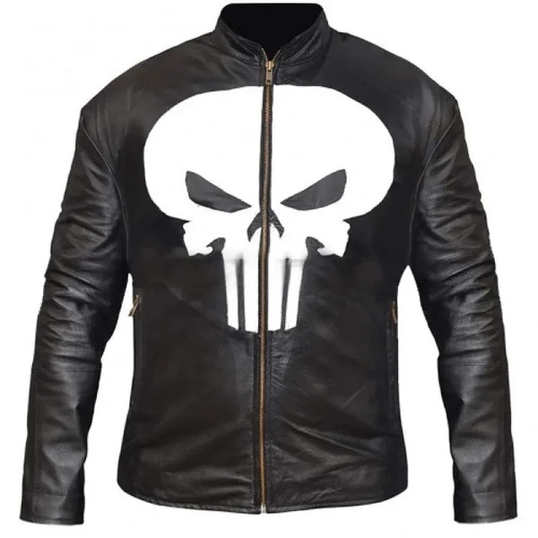 Men’s Halloween Outfit For Adults Biker Skull Leather Jacket