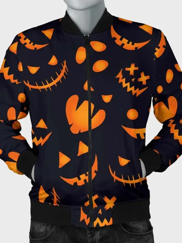 Halloween Pattern Pumpkins Bomber Jacket