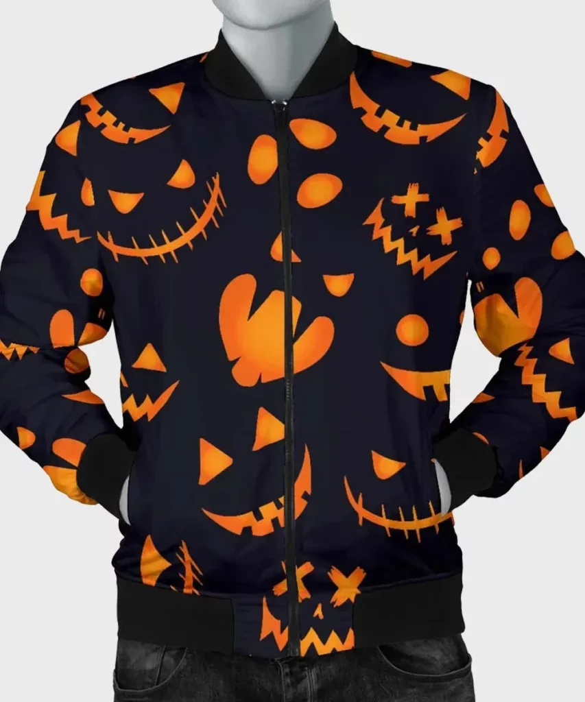 Halloween Pattern Pumpkins Bomber Jacket