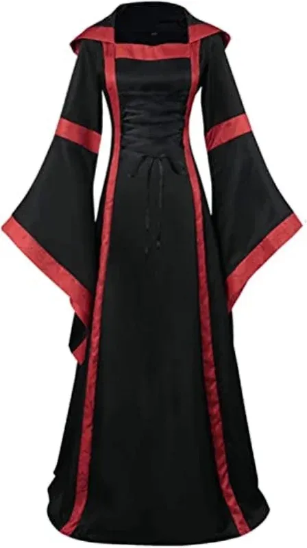 Halloween Victorian Witch Black & Red Dress