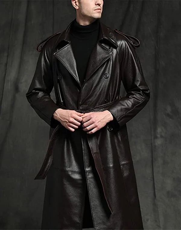 Huntsman Leather Trench Coat