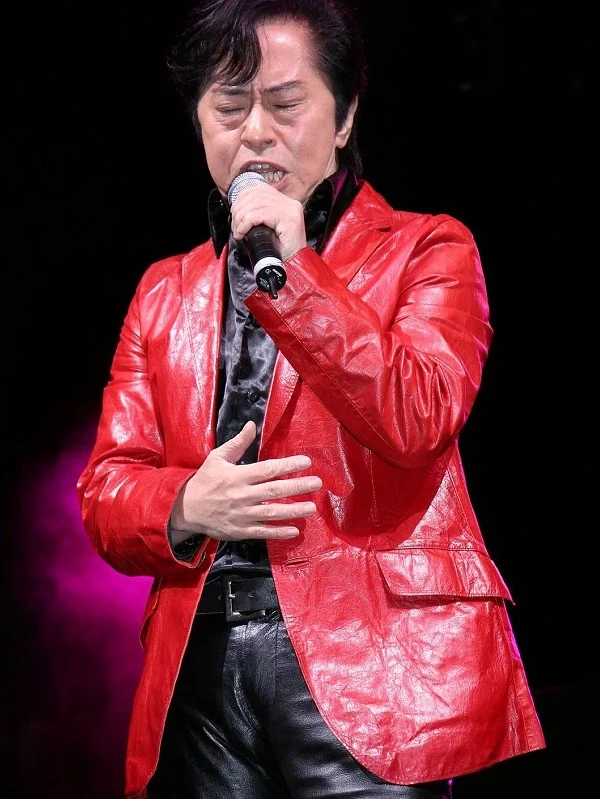 singer-lyricist Ichiro Mizuki Wearing Red Leather Blazer Jacket