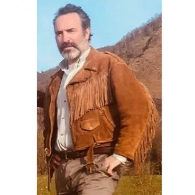 Jean Dujardin Deerskin Fringe Brown Jacket