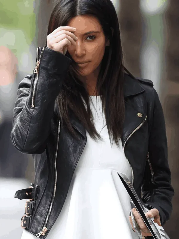 Kim Kardashian Biker Leather Jacket