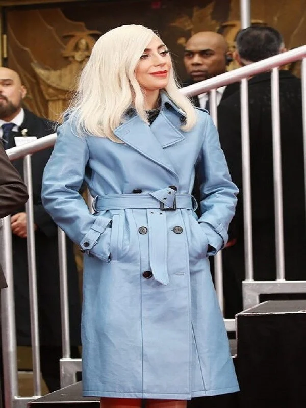 Lady Gaga Leather Trench Coat