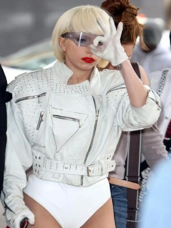 Lady Gaga White Leather Jacket