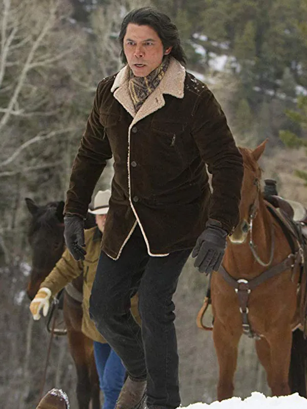 Lou Diamond Phillips Longmire Brown Shearling Coat