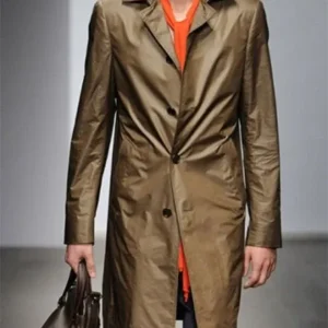 MEN'S BROWN LEATHER LONG COAT