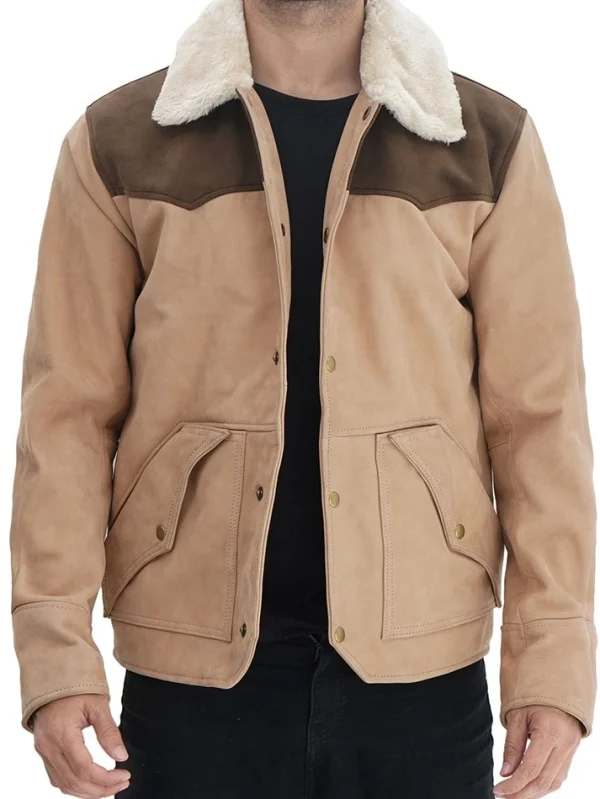 Mens-Beige-and-Brown-Leather-Jacket