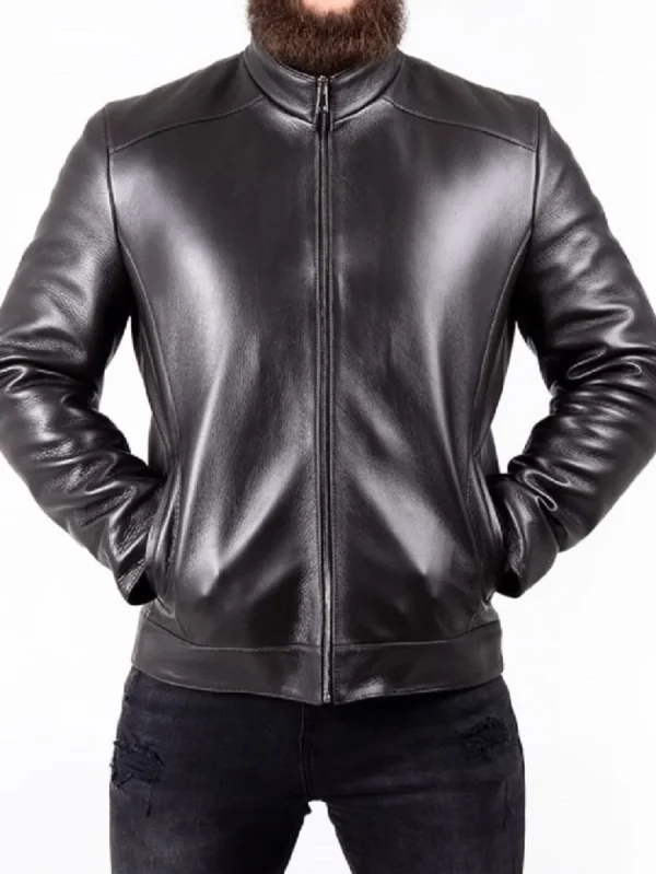 Men's Black Biker Leather Jacket