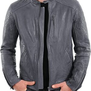 Men's Leather Jacket Motorcycle Bomber Biker Genuine Lambskin Leather