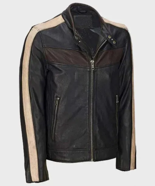 Mens Vintage Cafe Racer Black Retro Jacket