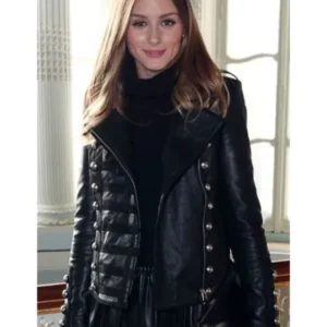 Olivia Palermo Stylish Women Celebrity Real Leather Jacket